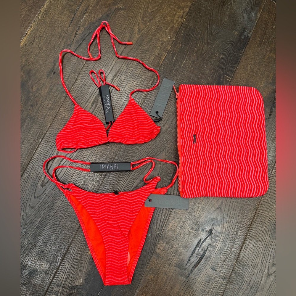Triangl Striped Red Bikini & Traingl Pink Bikini Bundle NWT